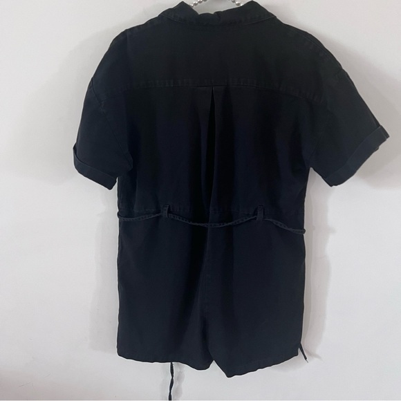 Bohme Black Denim Button Front Shorts Romper Playsuit |Size Large| - Picture 4 of 5